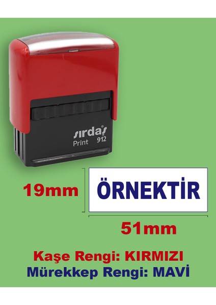 Örnektir Kaşesi, 912 (51mm*19 mm) Mavi Keçeli Kırmızı Otomatik Kaşe