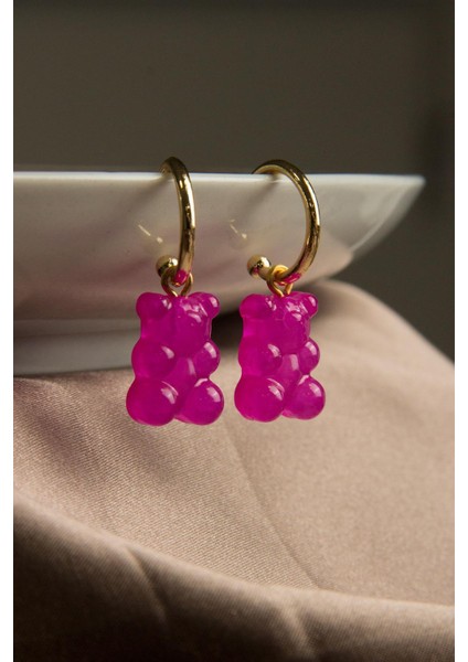 Pembe Jelibon Ayıcık Küpe