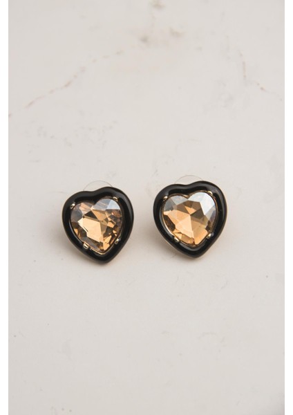 Swarovski Taşlı Mineli Kalp Küpe