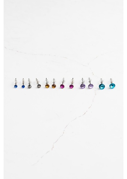 Çok Renkli Tek Taş Küpe Seti fiyatları