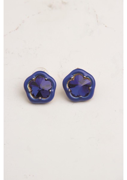 Swarovski Taşlı Mineli Çiçek Küpe