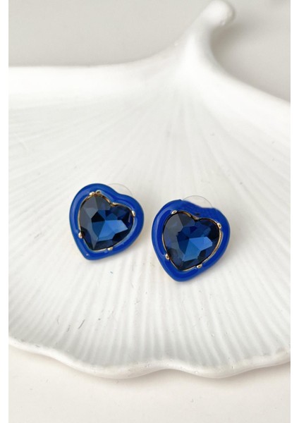 Swarovski Taşlı Mineli Kalp Küpe modelleri