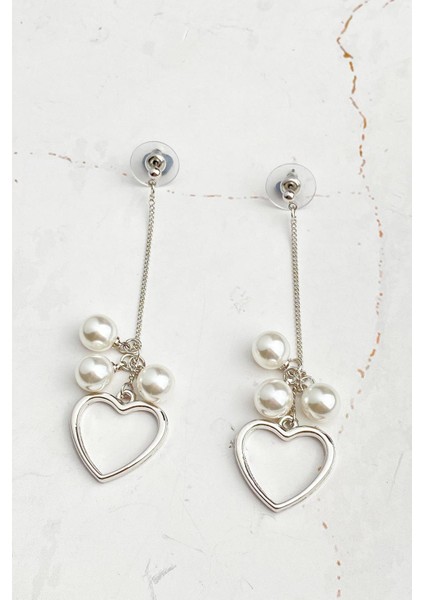 Incili Kalp Sallantılı Küpe