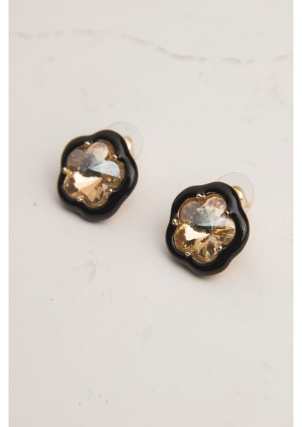 Swarovski Taşlı Mineli Çiçek Küpe