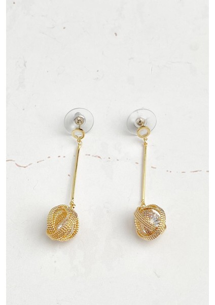 Taşlı Top Sallantılı Küpe modelleri
