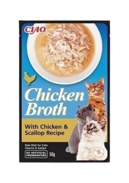 Inaba Ciao Chicken Broth Tavuk Sulu ve Deniz Taraklı Kedi Çorbası 50 gr