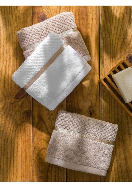 Beyaz Nakışlı Pamuklu El Havlusu 3'lü 30X50 cm (W3) modelleri