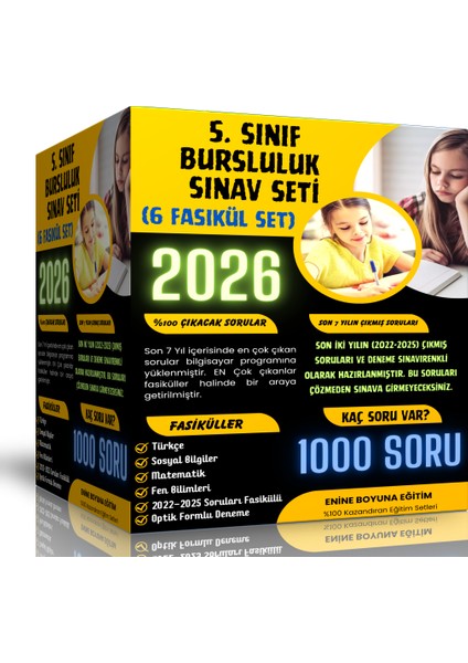 Enine Boyuna Eğitim 5. Sınıf Bursluluk Sınav Seti (5 Fasikül Kitap)