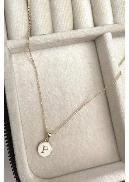 Gold Mineli Harf Kolye