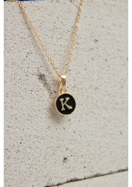 Gold Mineli Harf Kolye