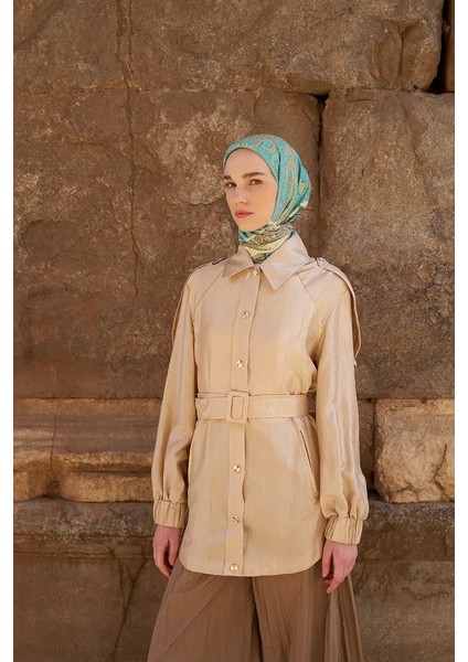 Sarı Ed Scarf Glaze Braid Desen Eşarp fiyatları