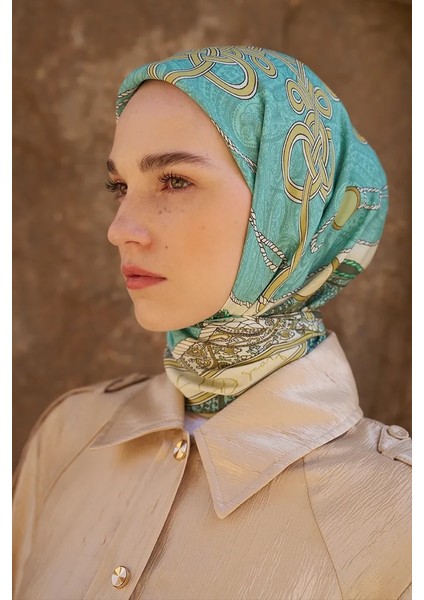 Sarı Ed Scarf Glaze Braid Desen Eşarp modelleri