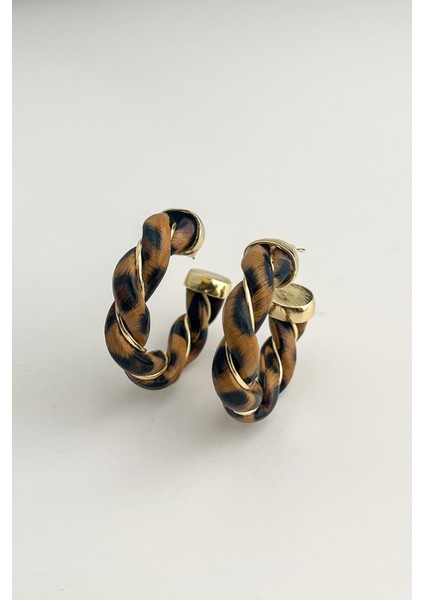 Leopar Desen Hafif Burgu Halka Küpe (3cm) modelleri