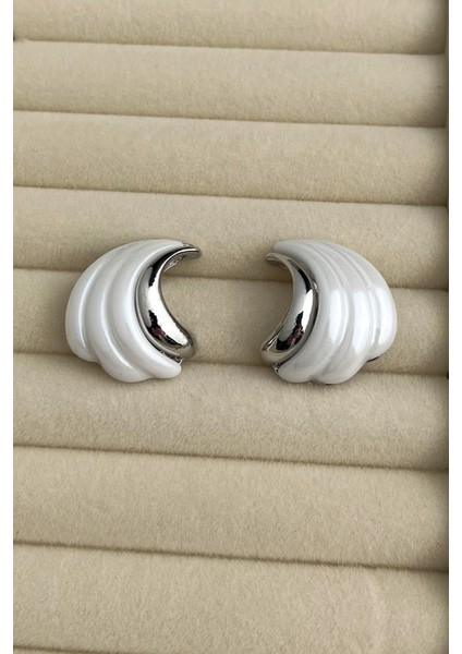 Metal Detay Sedef Iç Bükey Küpe (2,5cm)