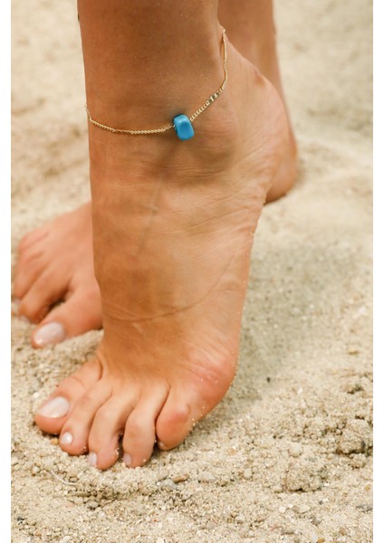 Gold Turkuaz Taşlı Halhal