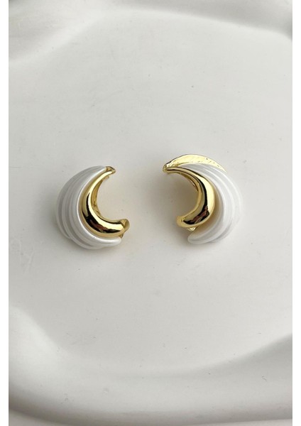 Metal Detay Sedef Iç Bükey Küpe (2,5cm)