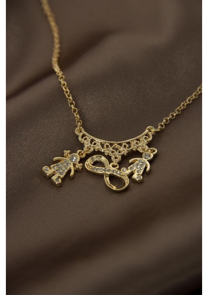 Gold Taşlı Sevgili Kolye