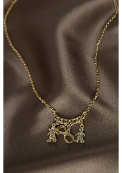 Gold Taşlı Sevgili Kolye