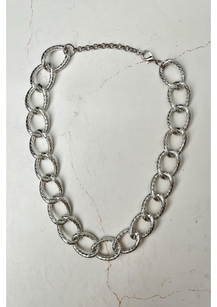 Dokulu Kalın Zincir Kolye