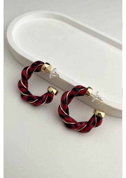 Leopar Desen Hafif Burgu Halka Küpe (3cm)