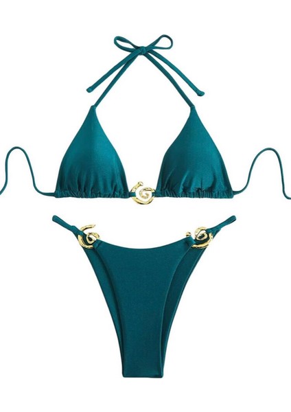 Vısıon Yeşil Özel Kumaş Luxury Desıgn Bikini Seti fiyatları