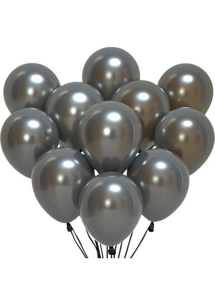 20 Adet 12 Inç 30 cm Metalik Siyah Balon Doğum Günü Süsleme