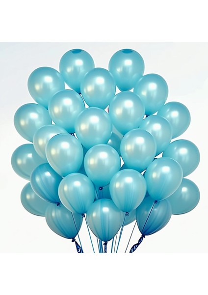 20 Adet 12 Inç 30 cm Metalik Açık Mavi Balon Doğum Günü Süsleme