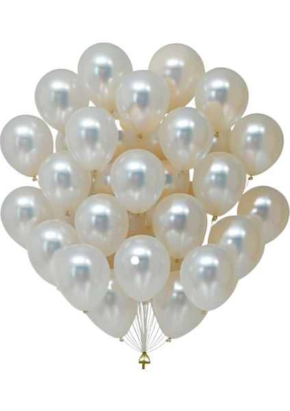 20 Adet 12 Inç 30 cm Metalik Beyaz Balon Doğum Günü Süsleme