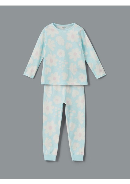 Bisiklet Yaka Çiçekli Kız Bebek Pijama Takım 2'li (S5) modelleri