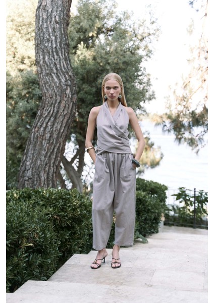 Struana Kruvaze Gri Crop Pantolon Takım fiyatları