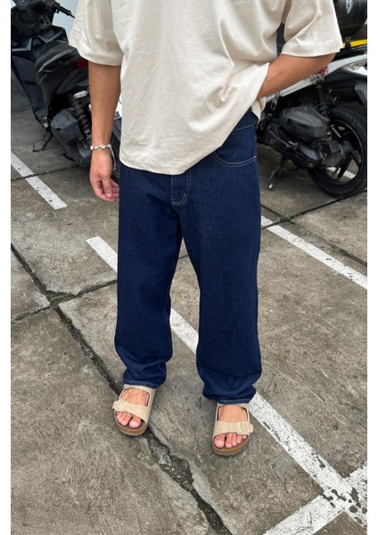 Basic Lacivert Baggy Jean