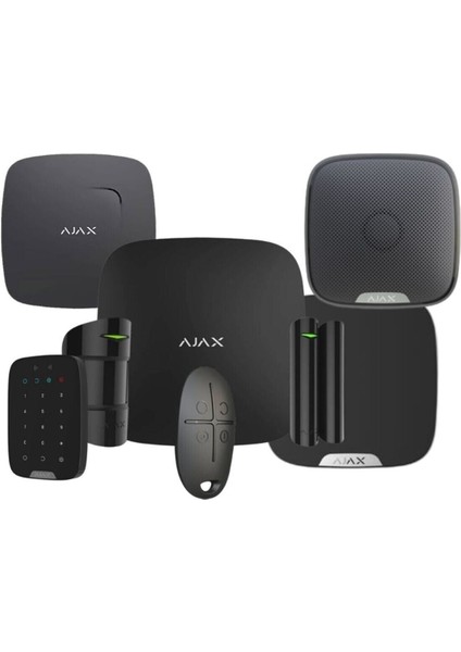 Hub Kit Kablosuz Alarm Seti Duman Isı Co Dedektörü Keypad Iç ve Dış Siren Dahil Siyah