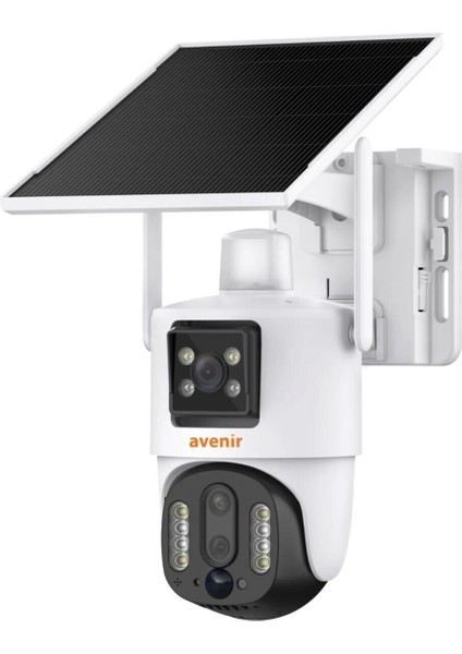 M13 Solar Panelli 4g Simkartlı 3 Lensli 4mp Full Color Gece Görüşlü Kamera