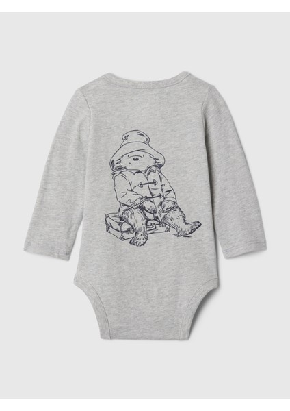 Bebek Gri %100 Organik Pamuk Paddington Grafikli Bodysuit fiyatları