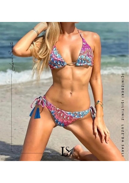 Mıx Color Desıgn & Püskül Bağlama & Gold Tokalı Luxury Bikini Seti fiyatları