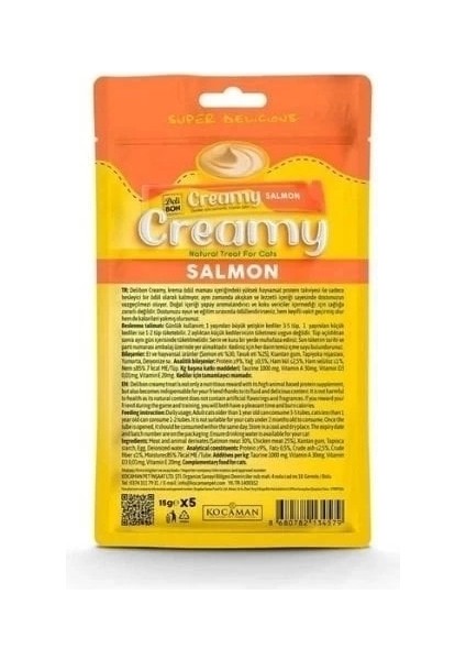 Delibon Creamy Somonlu Sıvı Kedi Ödül Maması 5X15 gr