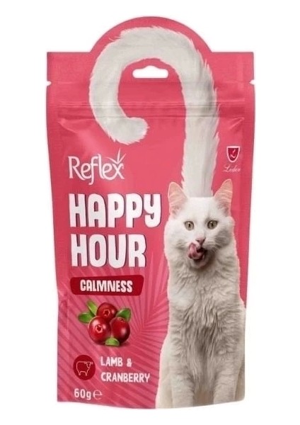 Reflex Happy Hour Kuzu Etli ve Kızılcıklı Sakinleşmeyi Destekliyici Kedi Ödülü 60 gr