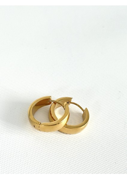 Gold Çelik Kalın Halka Küpe