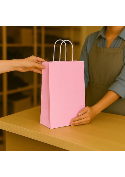 Roll-Up Kraft Çanta Pembe Orta Boy 25X31CM 25LI fiyatları