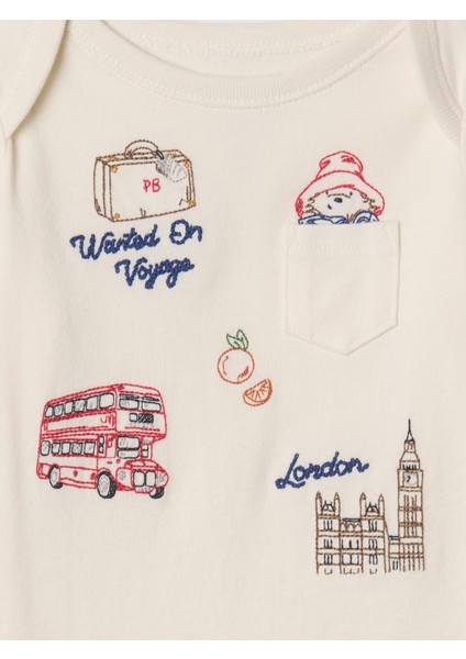Bebek Kırık Beyaz %100 Organik Pamuk Paddington Grafikli Bodysuit fiyatları