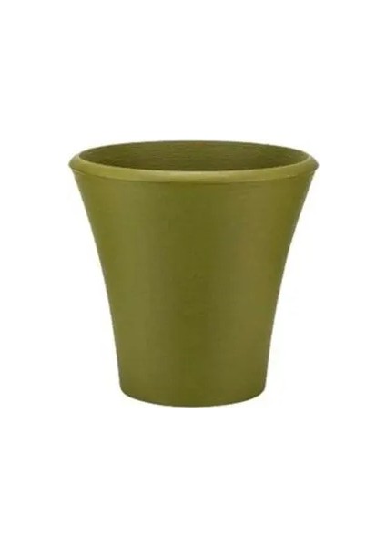 Begonvil 38 cm Yeşil Yuvarlak 23 Litre Beton Görünümlü Plastik Saksı Drenaj Izgaralı Çiçek Saksısı