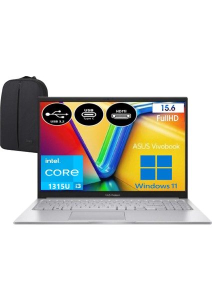 Vivobook 15 X1504VA-NJ814W-EP10 Intel Core I3-1315U 16 GB Ram 1 Tb SSD Fhd 15.6" Windows 11 Home + Elektropasaj Çanta