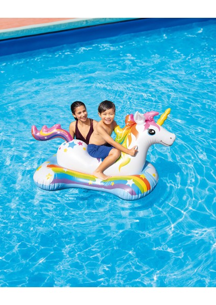 Unicorn Figürlü Şişme Deniz Binici – Gökkuşağı Desenli Deniz Yatağı (3+ Yaş) – 162X86 cm