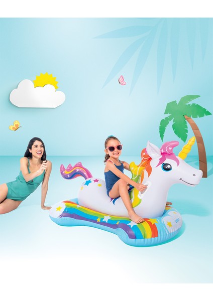 Unicorn Figürlü Şişme Deniz Binici – Gökkuşağı Desenli Deniz Yatağı (3+ Yaş) – 162X86 cm