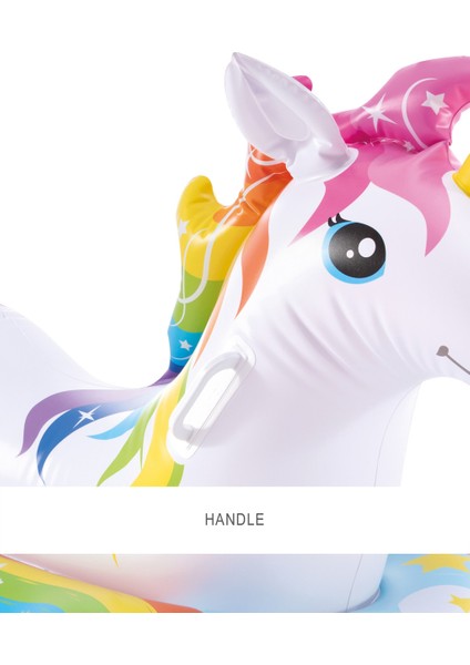 Unicorn Figürlü Şişme Deniz Binici – Gökkuşağı Desenli Deniz Yatağı (3+ Yaş) – 162X86 cm