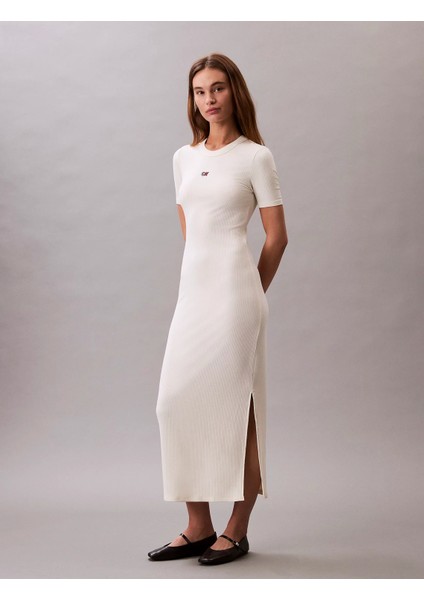 A - Modal Rıb Ss Dress Kadın Beyaz Elbise LV044C902G-PBA