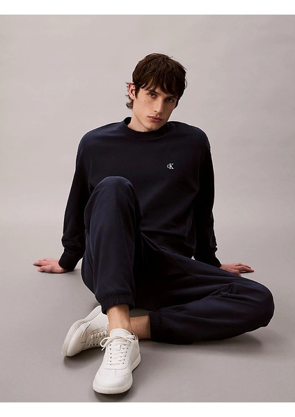 Premıum Terry Monogram Jogger Erkek Mavi Eşofman Altı LV04RC279G-CEF