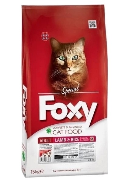 Foxy Kuzulu ve Pirinçli Yetişkin Kedi Maması 15 kg