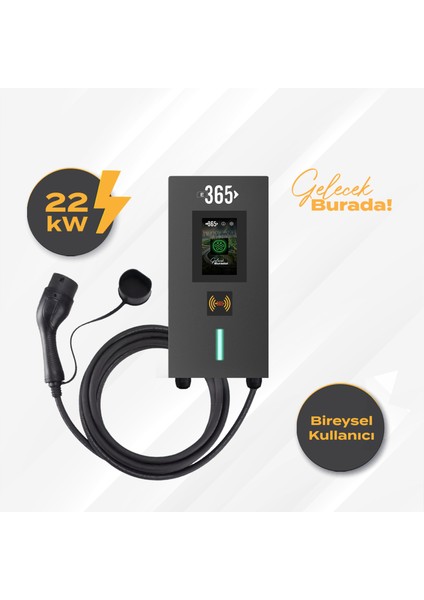 Ac Mini Tip 4.3 Inç Ekranlı Tek Kablolu Rfıd 22KW Şarj Istasyonu