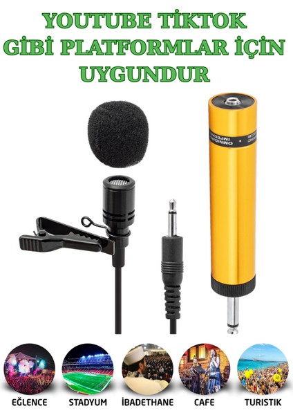 5 Metre Kablolu Ultra Hassas Kondeser Cami Yaka Mikrofonu-Youtuber Tiktok Yaka Mikrafonu